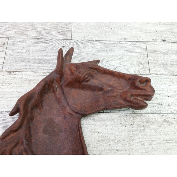 Vintage Horse Head Cast Iron Art Tray Dish Cigar Spoon Ashtray Western Decor - Picture 3 of 11